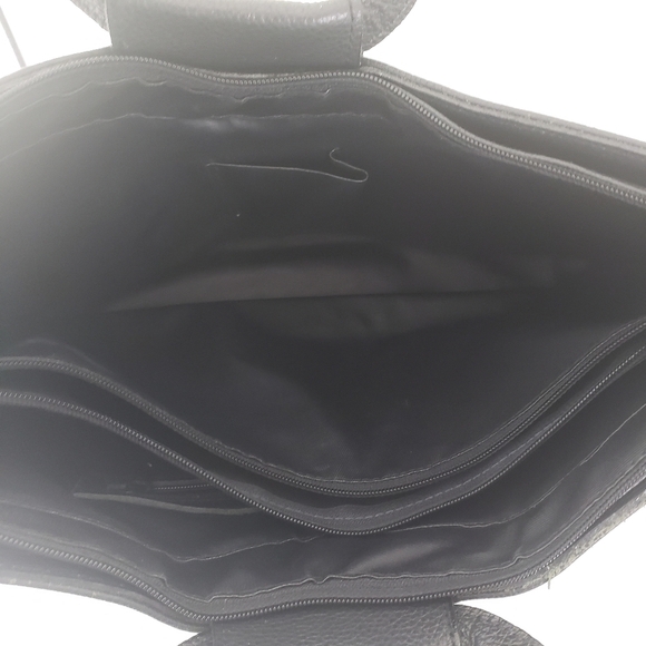 Tiffany & Fred Paris black pebbled leather brown suede handbag - Picture 7 of 10